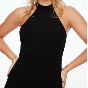 Dynamite Haut Halter Bare Rib Apron Top